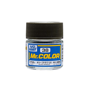 Mr. Hobby Mr. Color 38 - Olive Drab (2) Flat/US Tank WWII (C38) Plastic Model Kit Paint
