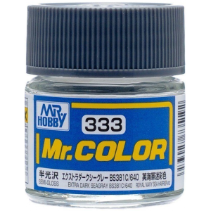 Mr. Hobby Mr. Color 333 - Extra Dark Seagray BS381C/640 Semi-Gloss/Royal Navy Sea Harrier (C333) Plastic Model Kit Paint