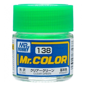 Mr. Hobby Mr. Color 138 - Clear Green Flat/Primary (C138) Plastic Model Kit Paint