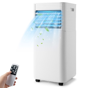 Gymax 3-in-1 Portable Air Conditioner - 8000 BTU (230 sq ft Coverage) - 65dB, Window Kit, Remote - White