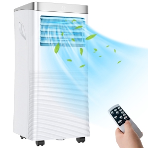 Gymax 3-in-1 Portable Air Conditioner - 10000 BTU (350 sq ft Coverage) - Window Kit, Remote - White