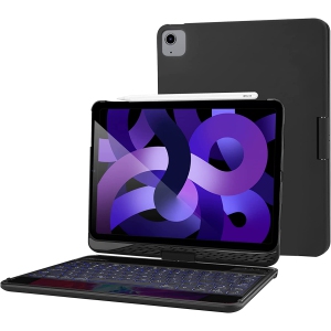 P Keyboard Case for iPad Air 5th 2022/ Air 4th Gen 10.9 2020/ iPad Pro 11 2022 2021 2020 2018, Wireless Keyboard with 7 Colors Backlit, 360 Degree Rotation Protective Cover, Auto