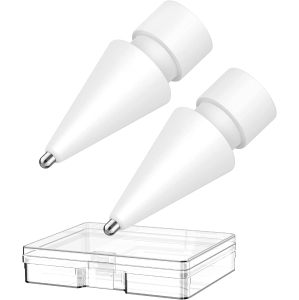 2 Pack Compatible with Apple Pencil Tips, No Wear Out Fine Point Precise Control Pen Like Nibs for Apple Pencil 1st Gen and 2nd Generation (White 1.3mm)