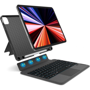 iPad Pro Keyboard Case for 11 inch iPad Pro (2018/2020/2021), iPad Air 4th Gen, Bluetooth Magnetic Detachable Keyboard with Soft Silicone Protective Case, Touchpad, Pencil Holder