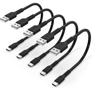 Câble USB C de 6 pouces court, Pack de 5 câbles USB A vers USB Type C Charge rapide compatible avec Samsung Galaxy S22 S10 S9 A53 Note 10 20 Ultra, Moto One G Power, OnePlus 8T LG Stylo 6,
