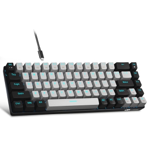 M Portable 60% Mechanical Gaming Keyboard, MK-Box LED Backlit Compact 68 Keys Mini Wired Office Keyboard with Blue Switch for Windows Laptop PC Mac Black/Grey