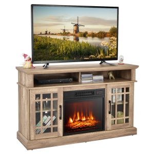 Gymax 48'' TV Stand Console Cabinet w/ Fireplace Entertainment Center For Living Room