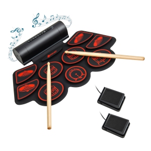 Gymax 9 Pads Electronic Drum Set Roll Up Drum Kit w/ MIDI & Dual Stereo Speakers