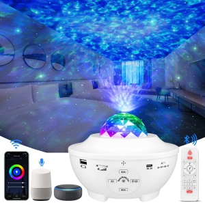 Galaxy Projector, Star Projector Bluetooth Speaker Night Light Starry Light Projector for Kid Room Decor Party Ceiling Stage Game Room, Work with Alexa & Google WiFi Remote Control
