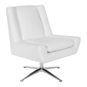 OSP Home Furnishings Guest Chair in White Faux Leather and Aluminum Base