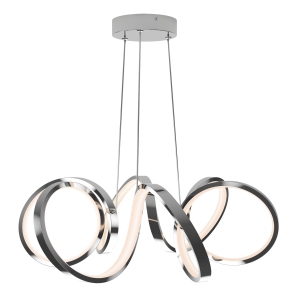 Swirl Ribbon Modern Pendant Light Fixture, Chrome