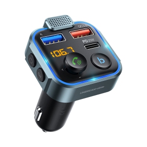 NIERBO Bluetooth 5.0 FM Transmitter for Car, [PD 20W + QC 3.0] [Stronger Microphone & HiFi Bass Sound] Cigarette Lighter Radio Music Adapter Charger