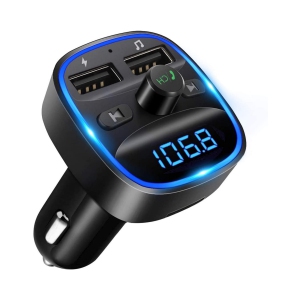 NIERBO Bluetooth FM Transmitter Wireless Radio Adapter Car Kit with Dual USB Charging Car Charger MP3 Player Support TF Card & USB Disk