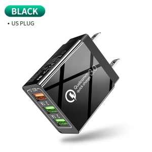 Fast Wall Charger Quick Charging Qualcomm QC3.0 25W 3 USB Ports AC Wall Plug Charger Power US Adapter Samsung Galaxy, Huawei, LG, Oneplus, Motorola, Google Pixel iPhone Charger