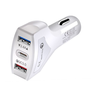 Fast Charge 50W Dual USB-C Car Charger Chargers - White