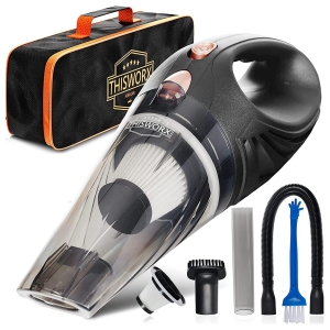 NIERBO Portable Cordless Car Vacuum Bagless Handheld Vacuum for Car with 30 min Runtime, 60W Motor, 3 Attachments, HEPA Filter