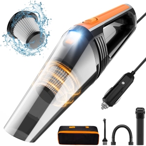 NIERBO Portable Bagless Wet/Dry Handheld Vacuum for Car with 8000Pa Suction, 16.4ft DC12V Cord, LED Light, HEPA