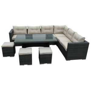 Furniture One 9 Seater Patio Conversation Set ALUMINIUM FRAME FULLY ASSEMBLED Brown