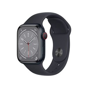 Apple Watch Series 8 [GPS + Cellular 41mm] Smart Watch with Midnight Aluminum Case and Midnight Sport Band - M/L