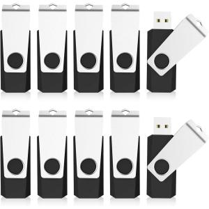 10pcs 2GB Flash Drive Swivel Design Fashion USB 2.0 U Stick Bulk Memory Stick 10 Pack in Black