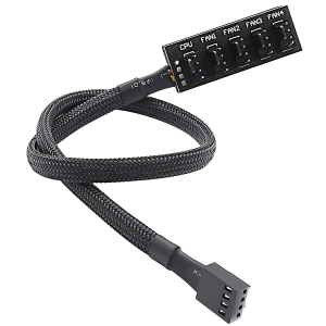 PWM Fan Hub, PC CPU Cooling 4 PIN/3PIN Fan Power Cable Hub Splitter Adapter Sleeved PWM Case Fan Splitter