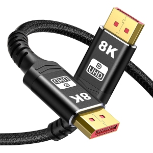 NIERBO 16.4FT/5M 1.4 8K DisplayPort Cable(8K@60Hz, 4K@144Hz, 1080P@240Hz) HBR3 Support 32.4Gbps, HDCP 2.2, HDR10 FreeSync G-Sync for Gaming Monitor 3090 Graphics PC