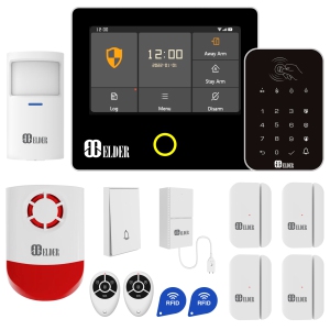 Elder Alarm System Security Wireless 14-Piece WiFi & 4G Smart Home Alarm System DIY Kit, Keypad, Outdoor Siren, Doorbell, Leak, Motion Sensors, Works with Hey Google & Alexa