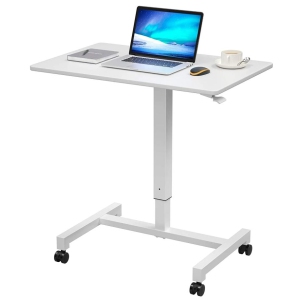 FitDesk Adjustable Height Mobile Standing Desk (WHITE)