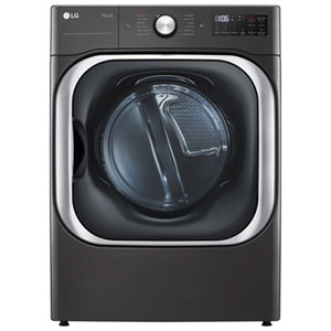 LG 9 Cu. Ft. Large Capacity Stackable Electric Dryer with AI Sensor Dry, TurboSteam, Energy Star & ThinQ (DLEX8900B) - Black Steel