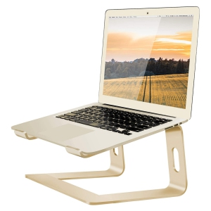 NIERBO Laptop Stand Portable Aluminum Laptop Riser Compatible with Apple Mac MacBook Air Pro 10 to 15.6 Inch Notebook Computer, Detachable Ergonomic Elevator Holder, Gold