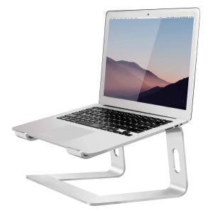 NIERBO Laptop Stand Portable Aluminum Laptop Riser Compatible with Apple Mac MacBook Air Pro 10 to 15.6 Inch Notebook Computer, Detachable Ergonomic Elevator Holder, Silver