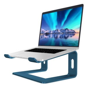 NIERBO Laptop Stand Portable Aluminum Laptop Riser Compatible with Apple Mac MacBook Air Pro 10 to 15.6 Inch Notebook Computer, Detachable Ergonomic Elevator Holder, Navy Blue