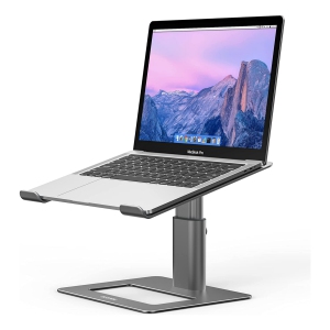 NIERBO Aluminum Laptop Stand, Ergonomic Adjustable Notebook Stand, Riser Holder Computer Stand Compatible with Air, Pro, Dell, HP, Lenovo More 10-15.6" Laptops (Gray)
