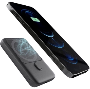 Techsmarter 10000mAh Magnetic (MagSafe compatible) Wireless Power Bank Portable Phone Charger with Kickstand. Compatible with iPhone 12, 13, 14 Phones