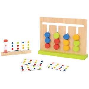 TOOKYLAND Wooden Slide Puzzle Board - 18pcs - Colour Matching Logic Game with Pattern Cards, Ages 3+