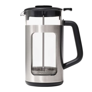Oxo 8 Cups Non-Slip Grip Glass Stainless Steel Chorme Black Coffee Maker (11294500)