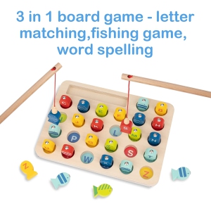 TOOKYLAND Wooden Magnetic Fishing Game - 29pcs - Alphabet and