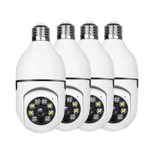 NIERBO 4 Pack Light Bulb Security Camera WiFi Outdoor, 1080P Smart 360 Degree Screw in Light Socket Camera with Two Way Audio Color Night Vision Motion Detection Alarm