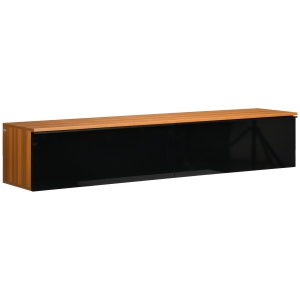 HOMCOM 63" Floating TV Stand, Modern Wall Mounted Media Console for TVs up to 70", Entertainment Center with Storage, High Gloss Effect, Brown and Black