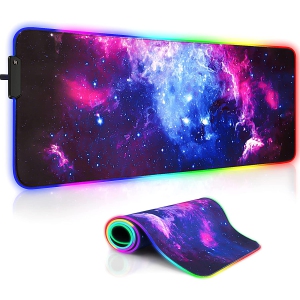 RGB Gaming Mouse Pad, Large 31.5 X 11.8 Inch, 12 Lighting Modes 7 Colors, and Anti-Slip Rubber Base.