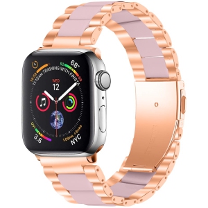 StrapsCo Stainless Steel & Resin Band for Apple Watch - Rose Gold & Pink - 38mm