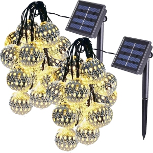 2Pack Of Solar String Lights Moroccan Ball 5 Meter Long 20LED Fairy String Lights Lantern for Outdoor Garden, Lawn, Diwali, Balcony, Xmas Tree, Party, Home Decoration (Warm White)
