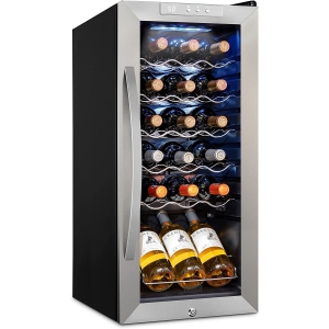 Schmecke 18 Bottle Freestanding Wine Fridge, Wine Cooler with Lock, Stainless Steel