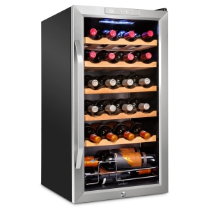 Ivation 24 Bottle Freestanding Wine Fridge, Wine Cooler with Lock, Stainless Steel