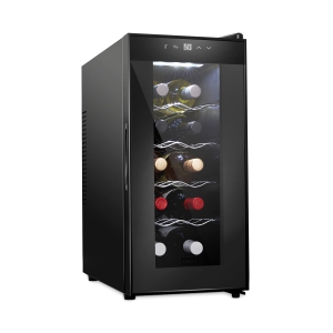 Schmecke 10 Bottle Freestanding Wine Fridge, Thermoelectric Wine Cooler, Black