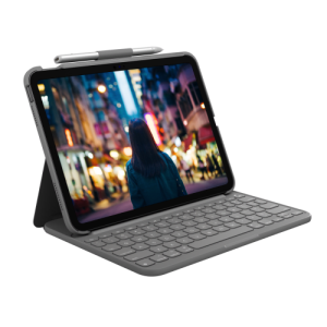 Logitech Slim Folio for iPad Air 3rd Generation Bluetooth Tear-Resistant Pen Holder Black Keyboard (920-009566)