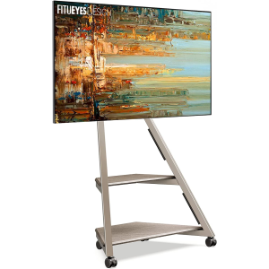 FITUEYES Design Corner Floor TV Stand for 32-65 Inch TV, Modern TV Stand TV Cart with Mount for LCD/LED Flat Curved Screens, Height Adjustable Entertainment Center with Wooden Open