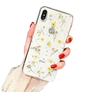 Apple iPhone XR Yellow Smart Shockproof Dry Flower Glitter Case TPU Back Cover