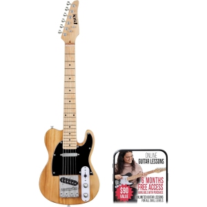 LyxPro Beginner 30" Telecaster Electric Guitar, Paulownia Body (2 Picks Included), Natural