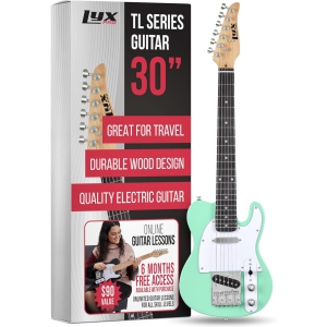 LyxPro Beginner 30" Telecaster Electric Guitar, Paulownia Body (2 Picks Included), Green